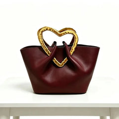 Burgundy Heart Handle Bag