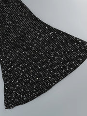 Black Turtleneck Mesh Diamond Long Sleeve Gown