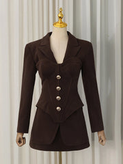 Structured Corset Button Detail Blazer Mini Dress
