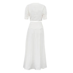White dress with short sleeves on a white background