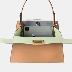 Top Handle Leather Trapezoid Bag