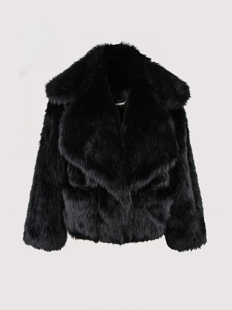 Black fluffy shawl collar jacket