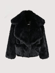 Black fluffy shawl collar jacket