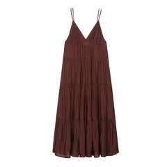 Brown tiered dress on a white background