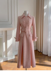 Double Breasted Belted Wool Blend Coat front view