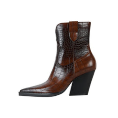 Pointed Stone Pattern High Heel Boots