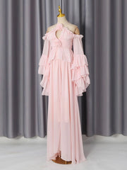Pink two-piece set on a mannequin, front view