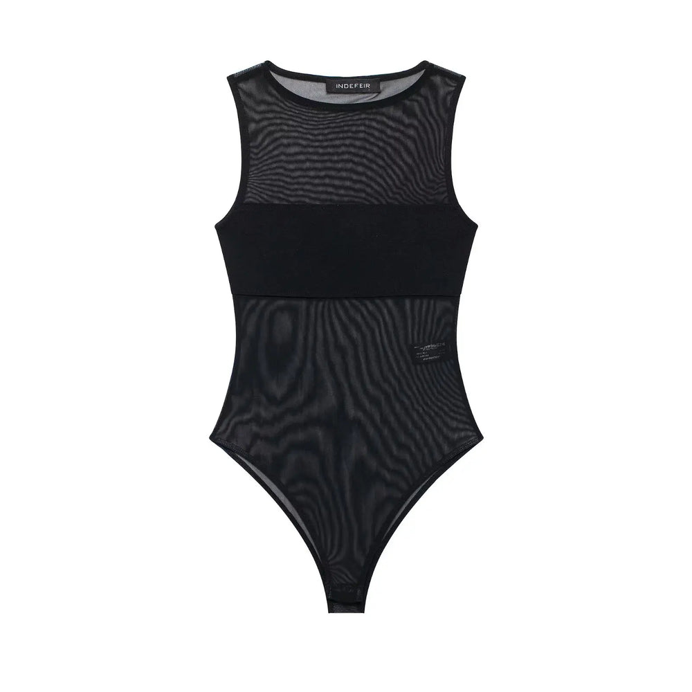 Black swimsuit with zebra pattern on a white background