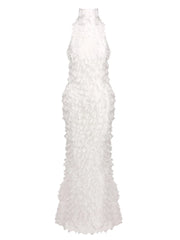 Halter Neck 3D Square Fringe Patchwork Maxi Dress