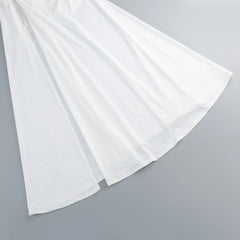 White Metal Decorated Drape Long Sleeve High Split Maxi Dress