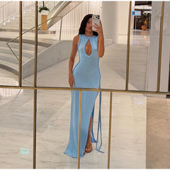 Braided Trim Cutout Maxi Dress