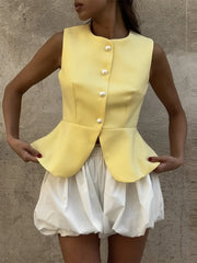 Sculpted Vest & Bubble Skirt Set | Bold Street Style 2-Piece Look