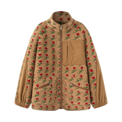 Floral Print Plush Fleece Jacket