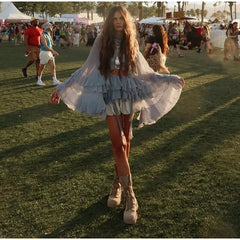 Sheer Chiffon Ruffle Blouse & Flowing Maxi Skirt Set