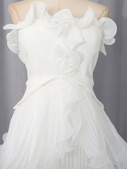 White Strapless Ruffled Tiered Maxi Dress