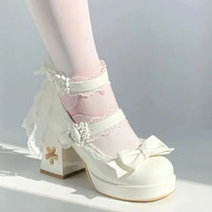 Butterfly Bow Lolita Heels | Sakura-Inspired Mary Janes
