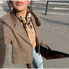 Fringe Sleeve Wool-Blend Tassel Blazer Coat