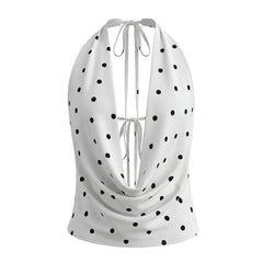 Polka Dot Cowl Neck Halter Top