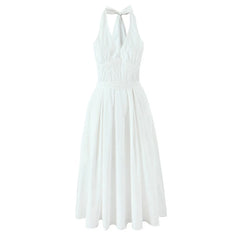 White halter neck dress on a white background