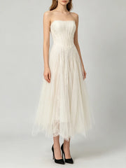 Square Neckline Tulle Empire Waist A-Line Dress