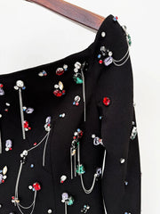 Beaded Slash Neck Maxi Dress