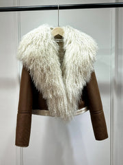 Faux Fur Collar Moto Jacket