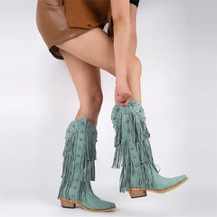 Fringe Pointed Toe Western Boots
