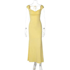 Cap Sleeve Cowl Neck Column Evening Dress