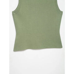 Button Detail Knit Military Vest Crop Top