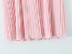 Pink Strapless Pleated Maxi Dress