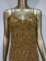 Rhinestone Mesh Embellished Spaghetti Strap Maxi Dress