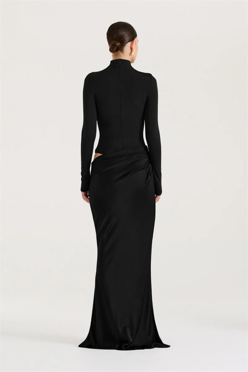 Black evening gown on a white background