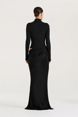 Black evening gown on a white background