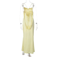 Satin Cowl Neck Maxi Dress