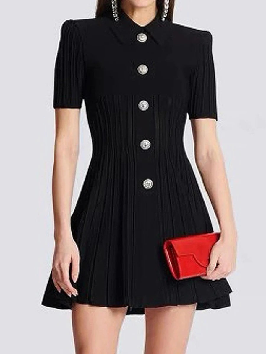 Short sleeve mini dress with silver button detailing