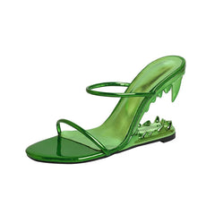 Green transparent sandal with a unique design on a white background