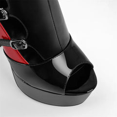 Peep Toe Buckle Platform Boots