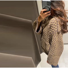 Plaid Knit Button Front Coat