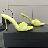 Lime patent pointed toe stiletto heels