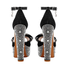 Rhinestone Butterfly-Knot Platform Heels
