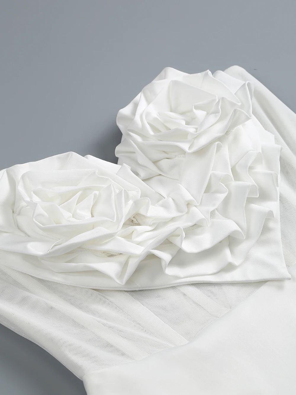 Women's White Strapless A-line Flower Heart Mini Dress