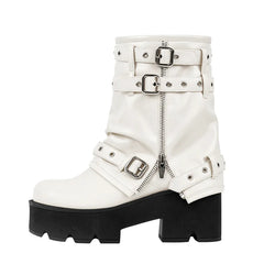 Buckle Strap Platform Ankle Boots