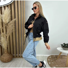Drawstring Waist Epaulet Detail Jacket