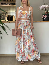 Floral print cutout maxi set with spaghetti straps
