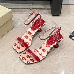 Polka Dot Ankle Strap Heels