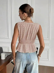 V-neck Lace-up Peplum Top
