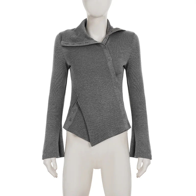 Gray jacket on a mannequin against a white background