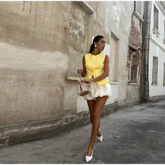 Sculpted Vest & Bubble Skirt Set | Bold Street Style 2-Piece Look