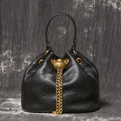 Leather Drawstring Bucket Bag