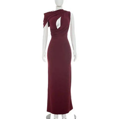 One-Shoulder Cutout Maxi Dress